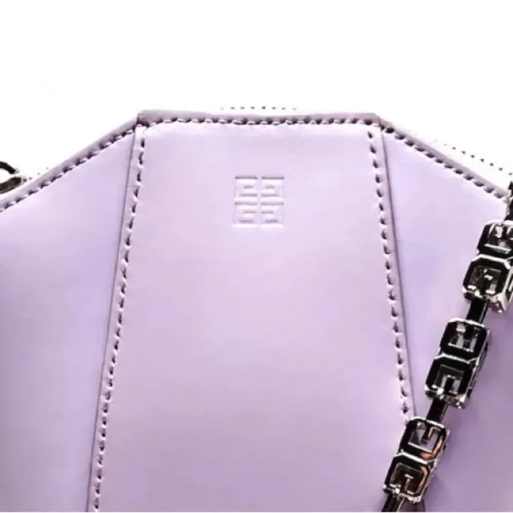 Auth Givenchy Lilac Purple Polished Leather Mini Vertical Antigona Satchel Ex++